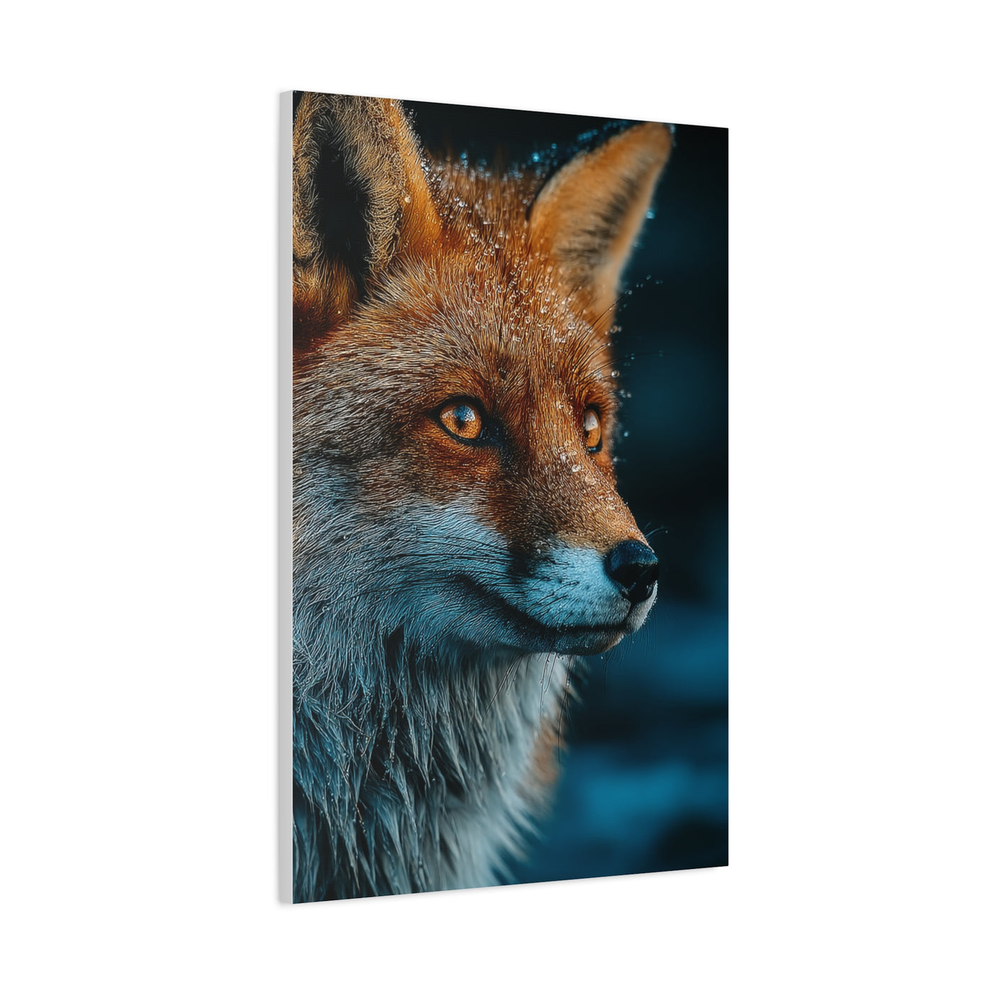 Rain-Soaked Fox Twilight Portrait Wall Art & Canvas Print