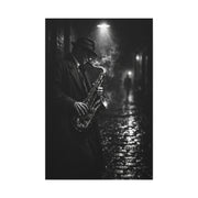 Noir Jazz Saxophone Alley Wall Art & Canvas Print