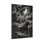 Moon Lasso Cowgirl Night Scene Wall Art & Canvas Print