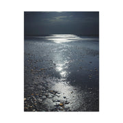 Moonlit Beach Reflections with Scattered Seashells Wall Art & Canvas Print