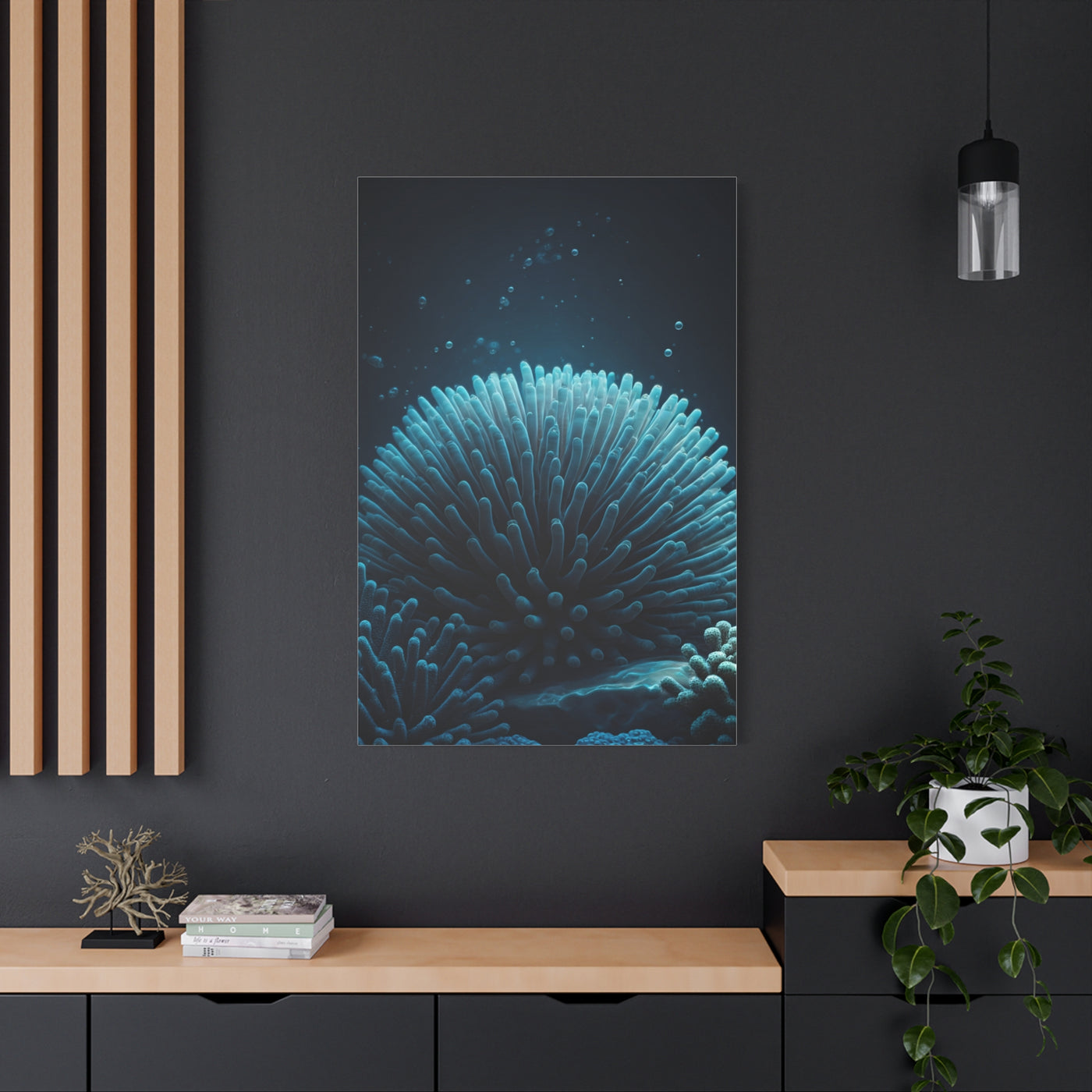 Coral Reef Glow in Deep Blue Ocean Wall Art & Canvas Prints