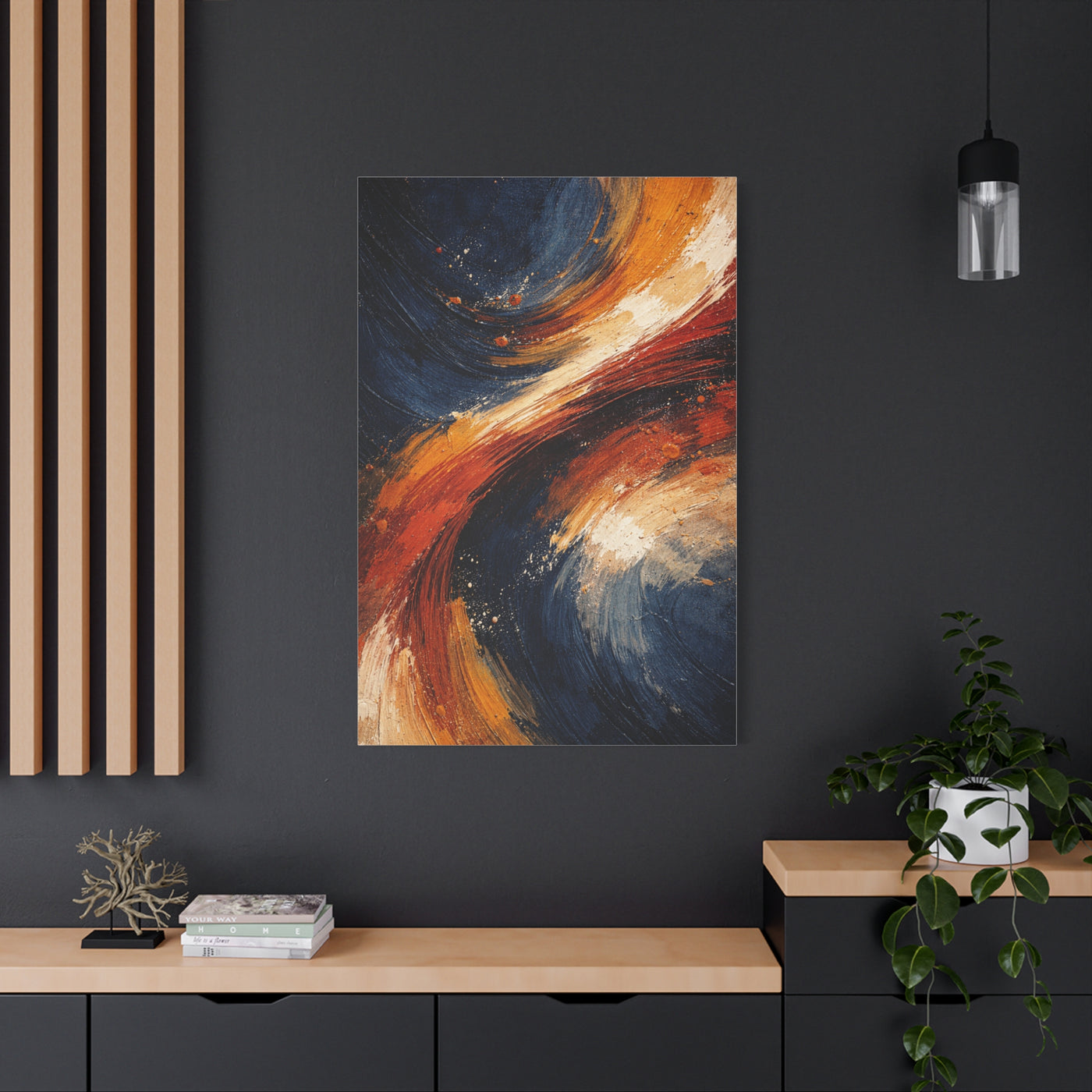 Navy and Terracotta Motion Abstract Wall Art & Canvas Print
