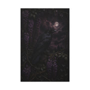Raven in Wisteria Moonlit Scene Wall Art & Canvas Print