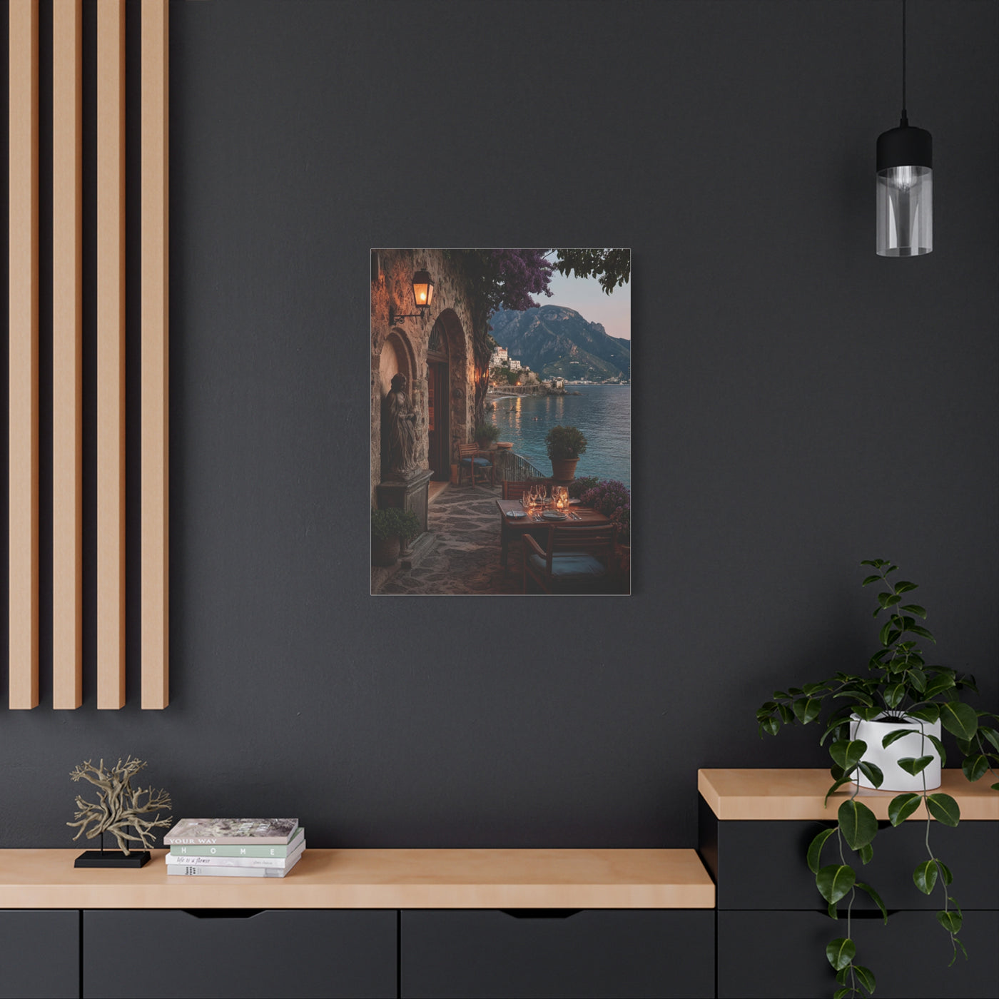 Amalfi Coast Candlelit Terrace Wall Art & Canvas Print