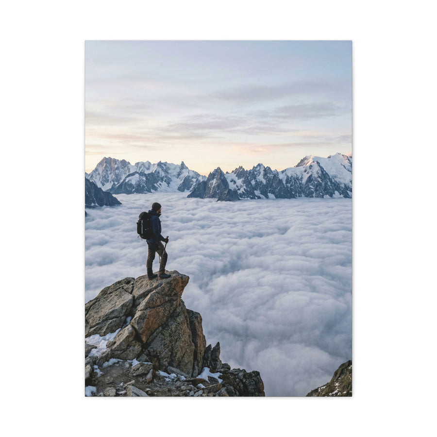 High Altitude Cloud Sea & Hiker Wall Art & Canvas Print