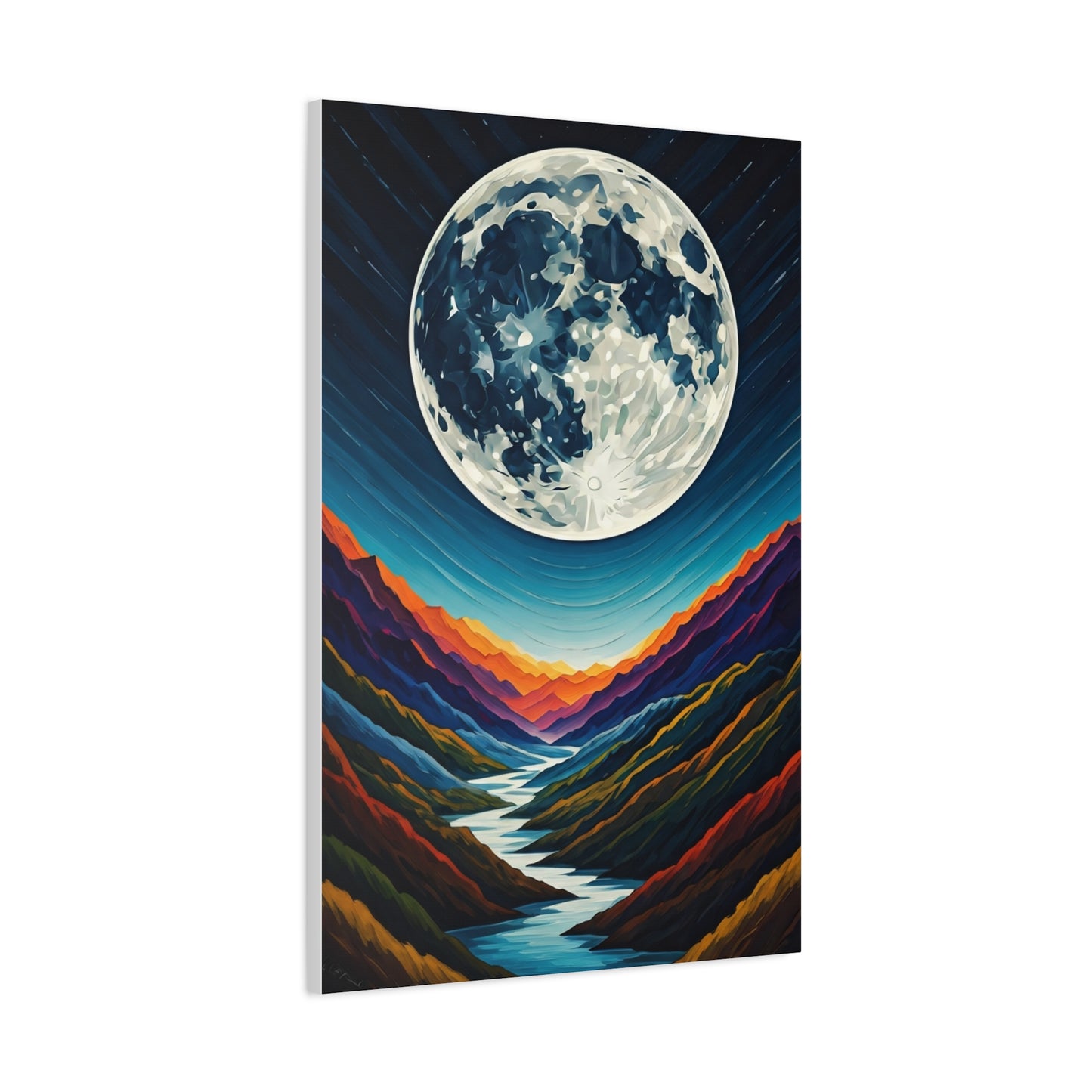 Midnight Moonlit Peaks Wall Art & Canvas Print
