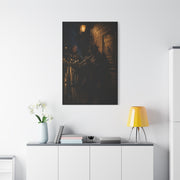 Midnight Jazz Alley Trumpeter Wall Art & Canvas Print