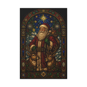Stained Glass Santa and Reindeer Wall Art & Canvas Print