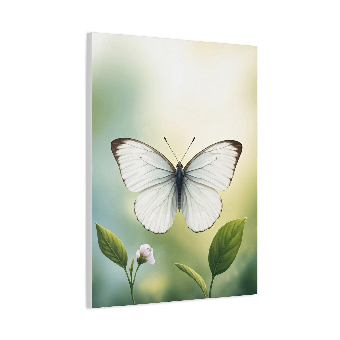 White Butterfly Botanical Serenity Wall Art & Canvas Prints