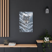 Snow-Covered Pine Wolf Close Portrait Wall Art & Canvas Print