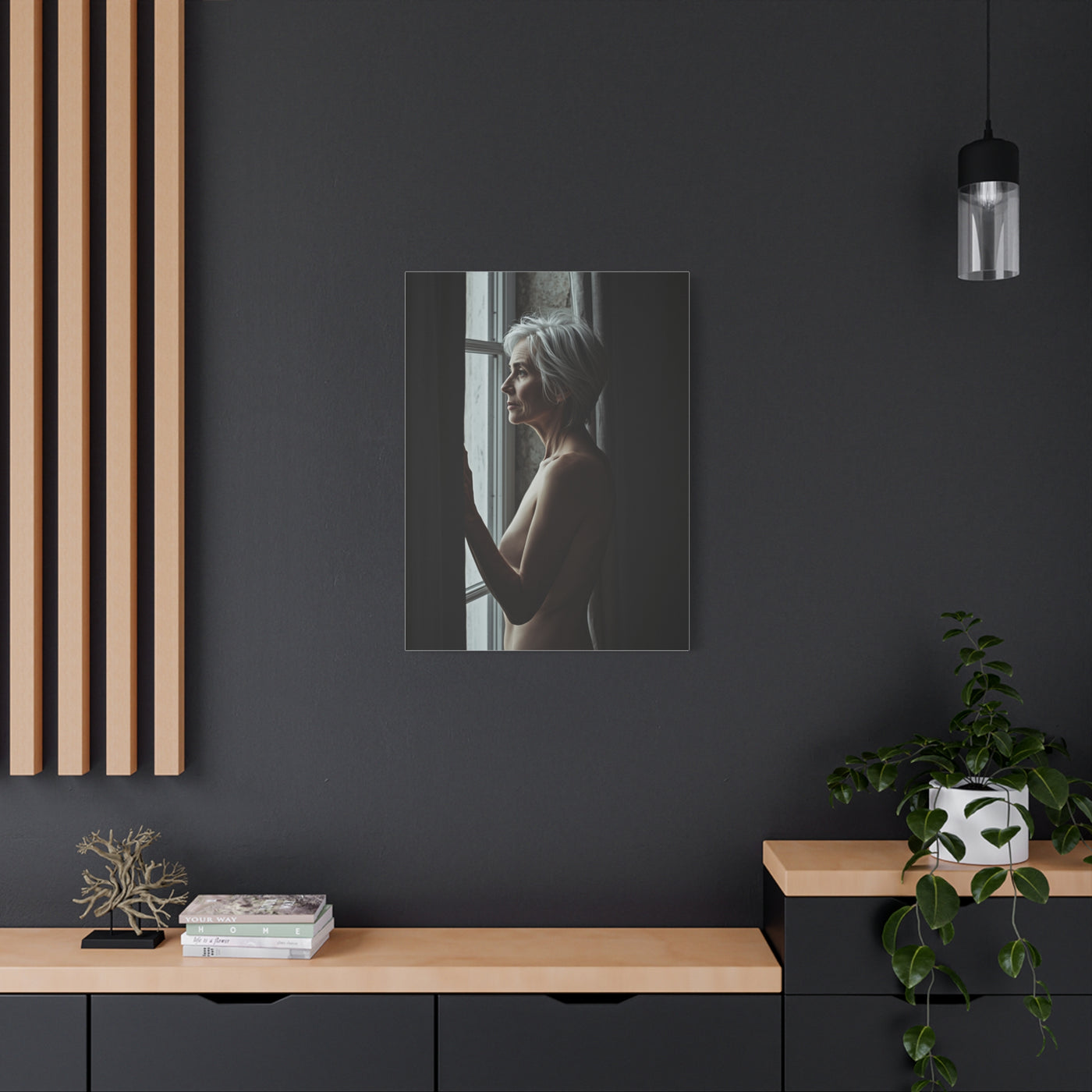 Mature Window Light Nude Study Wall Art & Canvas Print