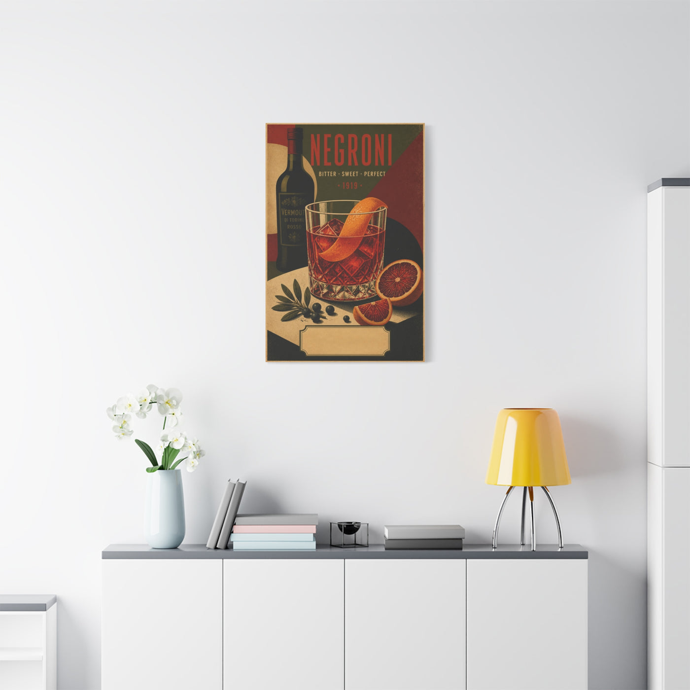 Vintage Negroni Cocktail Poster Wall Art & Canvas Print