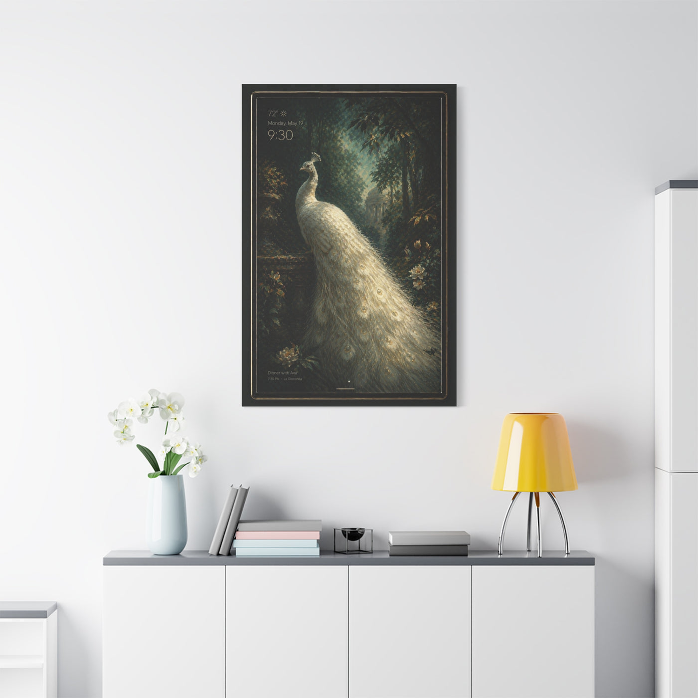 Digital White Peacock Forest Display Wall Art & Canvas Print