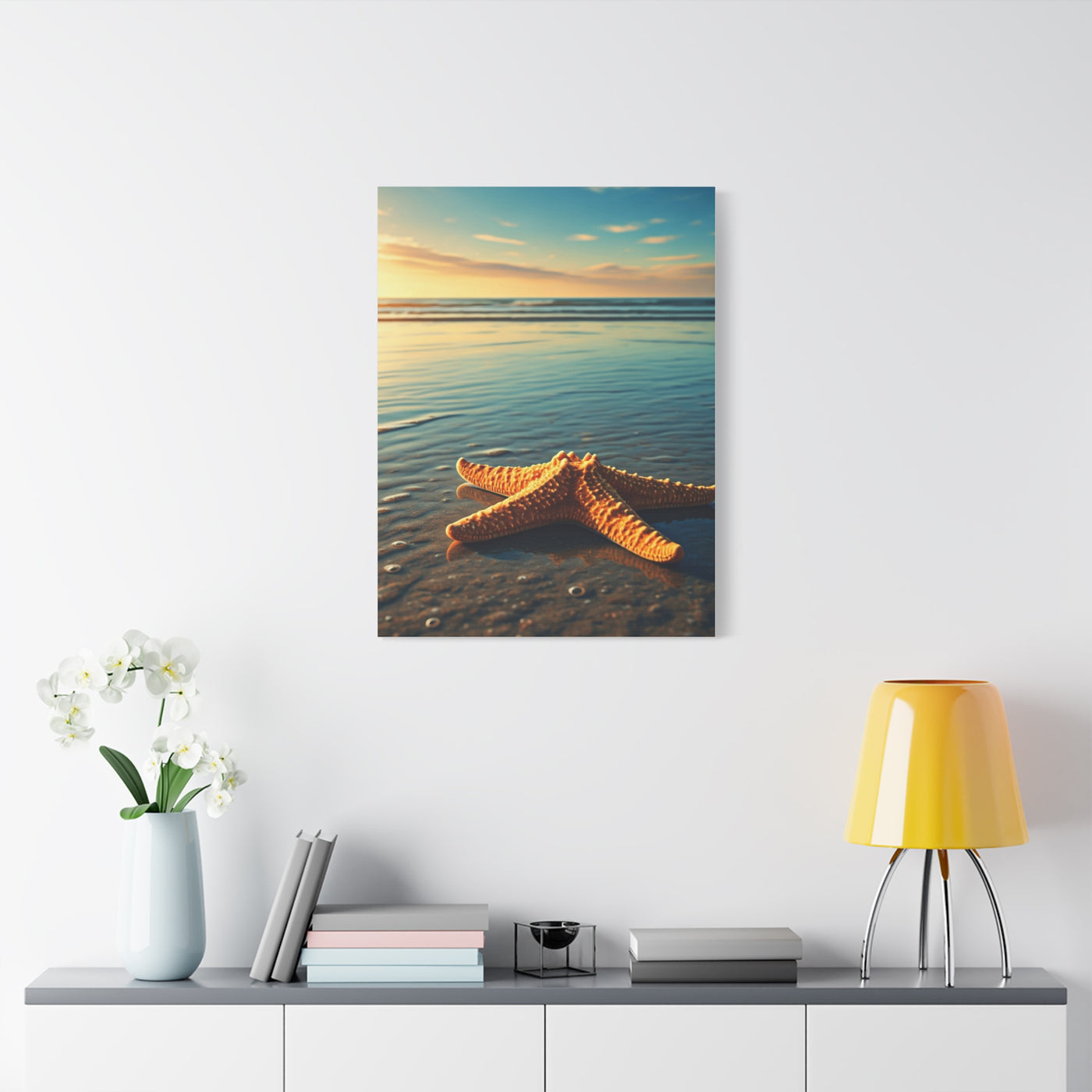 Starfish Resting in Shallow Sunset Waters Wall Art & Canvas Prints
