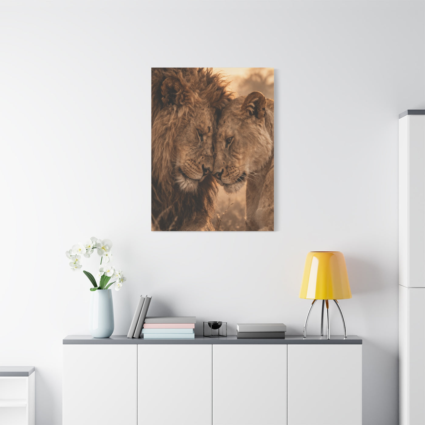 Lion and Lioness Intimate Bond Wall Art & Canvas Print