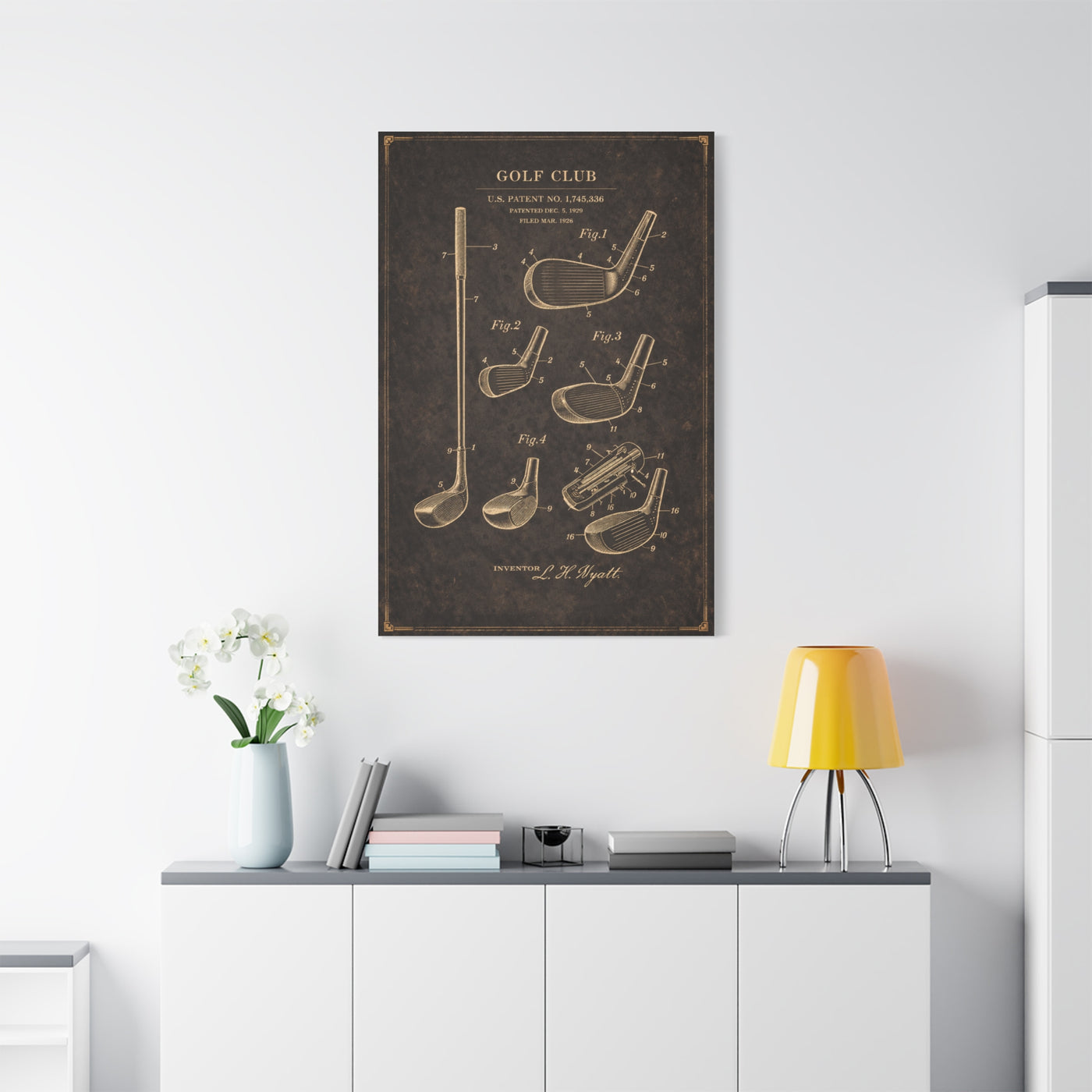 Antique Golf Club Patent Diagram Wall Art & Canvas Print