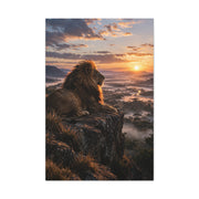 Lion at Sunrise Over Savannah Valley Wall Art & Canvas Print