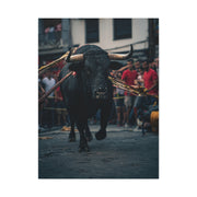 Bull Guided Through Festival Streets Wall Art & Canvas Print