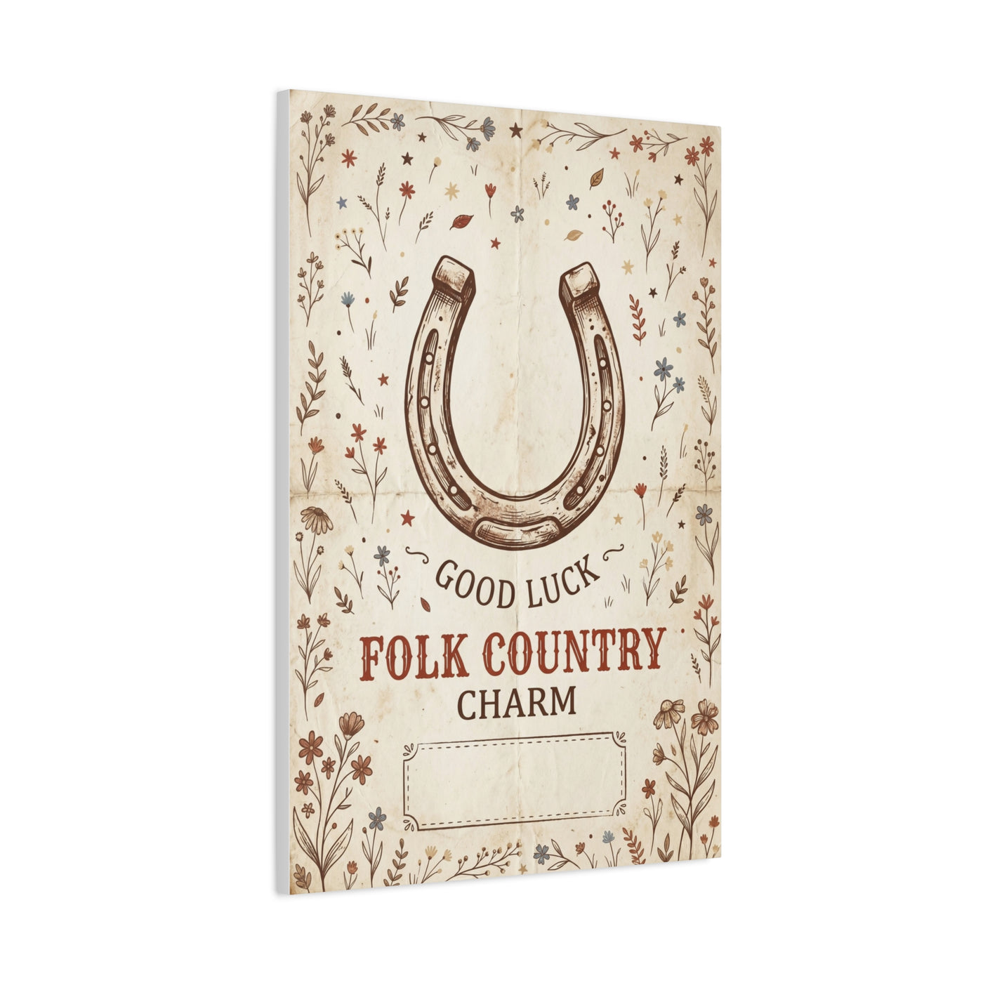 Rustic Horseshoe Folk Charm Poster Wall Art & Canvas Print