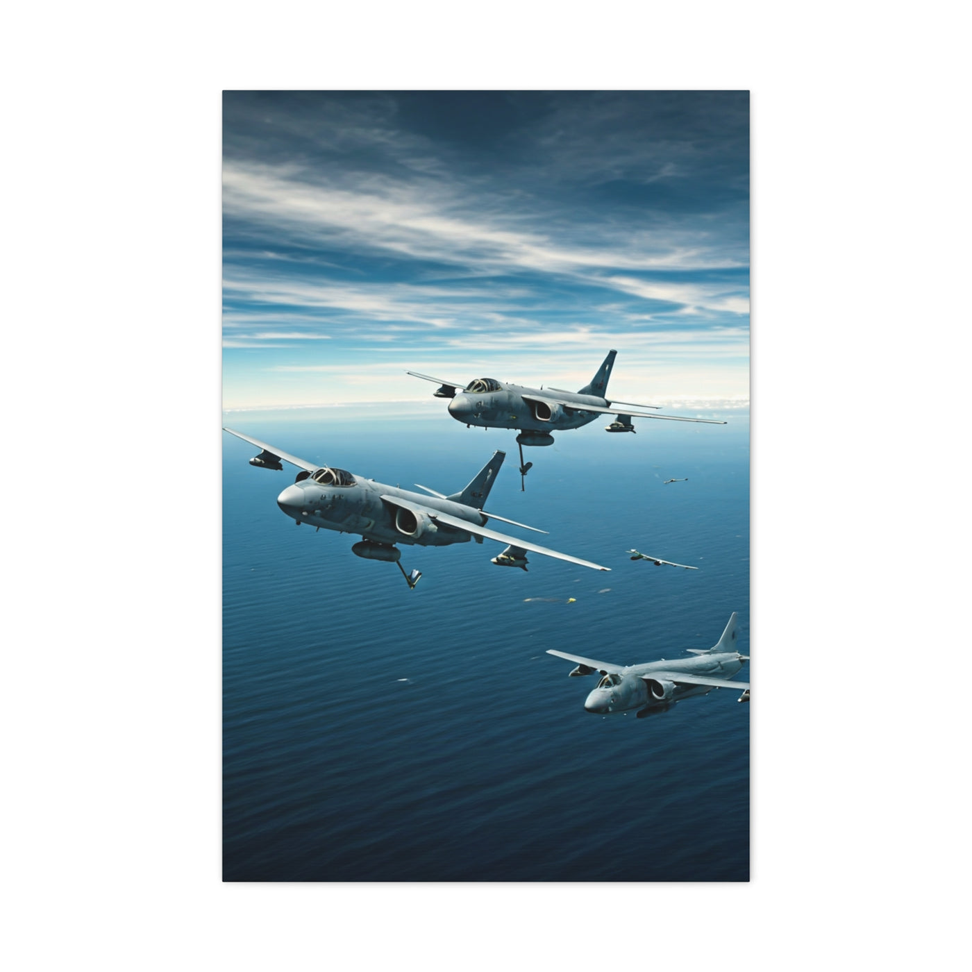 Squadron Formation Over Ocean Sky Wall Art & Canvas Prints