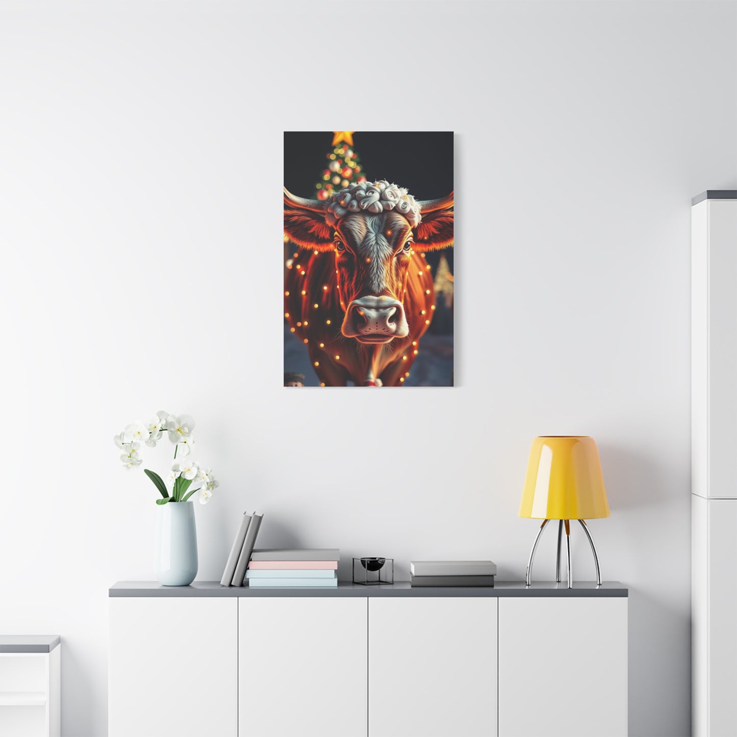 Supreme Christmas Cow Art Beautiful Collection Wall Art & Canvas Print