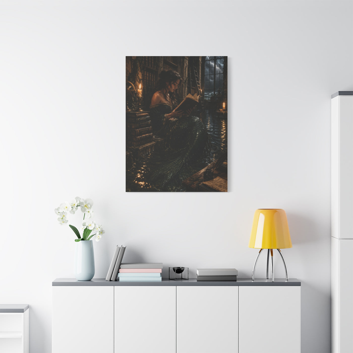 Dark Academia Mermaid Library Wall Art & Canvas Print