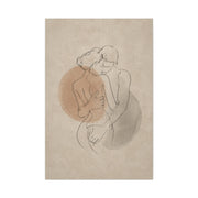 Minimal Line Couple Embrace Wall Art & Canvas Print