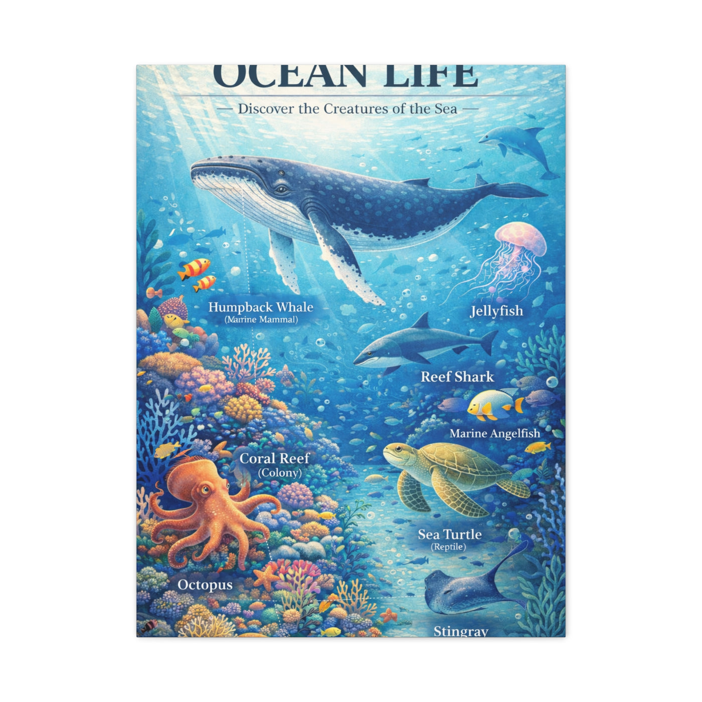 Ocean Life Educational Diagram – Wall Art & Canvas Print