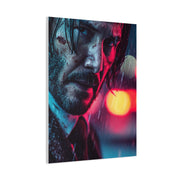 John Wick Neon Rain Close-Up Movie Poster Wall Art & Canvas Print