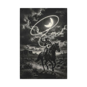 Moon Lasso Cowgirl Night Scene Wall Art & Canvas Print