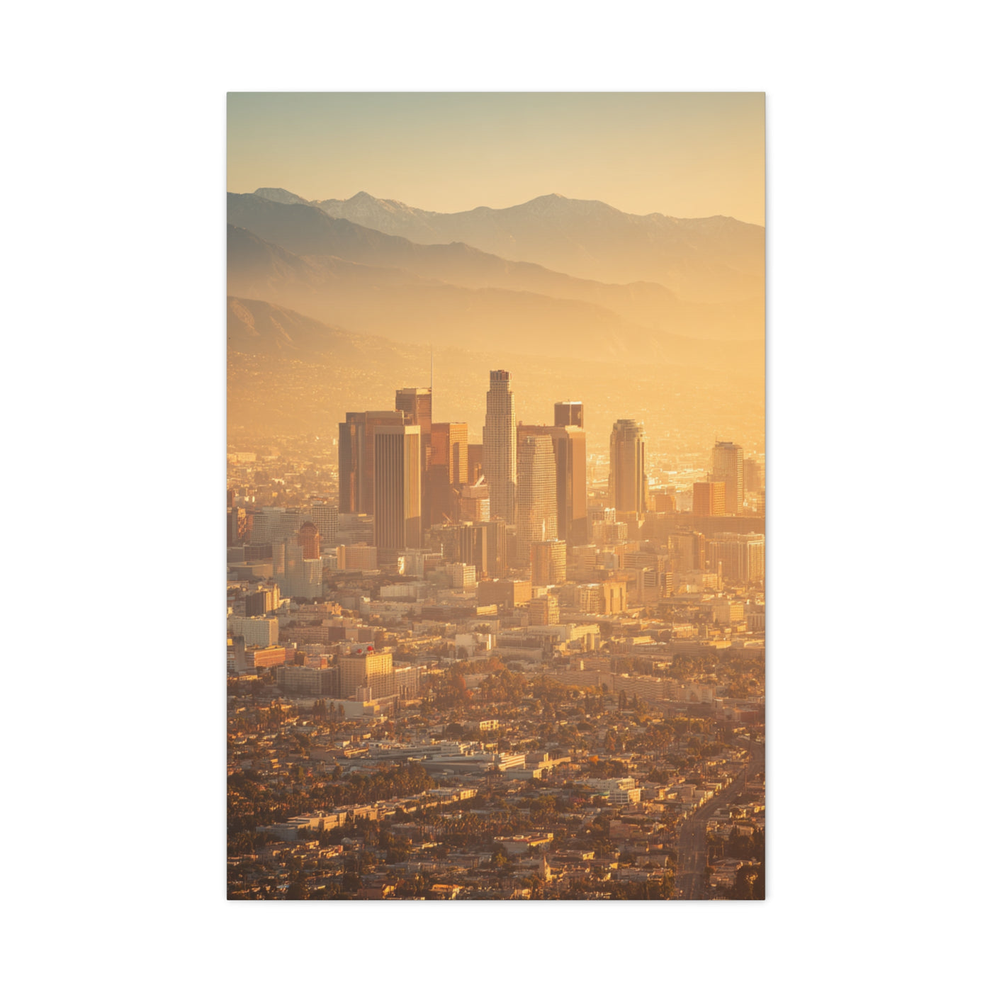 Los Angeles Golden Sunrise Skyline Wall Art & Canvas Print