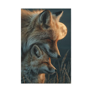 Mother and Cub Moonlit Fox Portrait Wall Art & Canvas Print