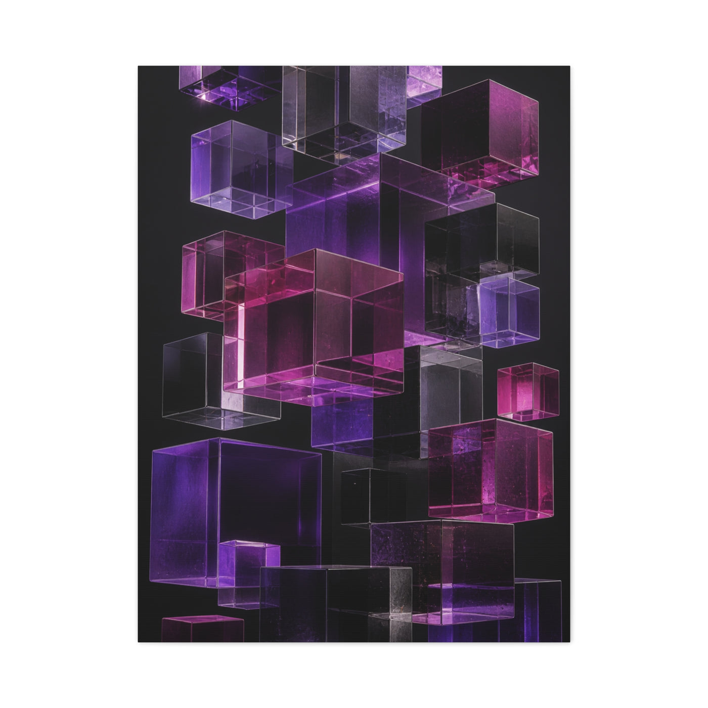 Floating Violet Glass Cubes Wall Art & Canvas Print
