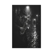 Noir Jazz Saxophone Alley Wall Art & Canvas Print