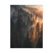 Misty Pine Forest Sunrise Depth Trees Wall Art & Canvas Print