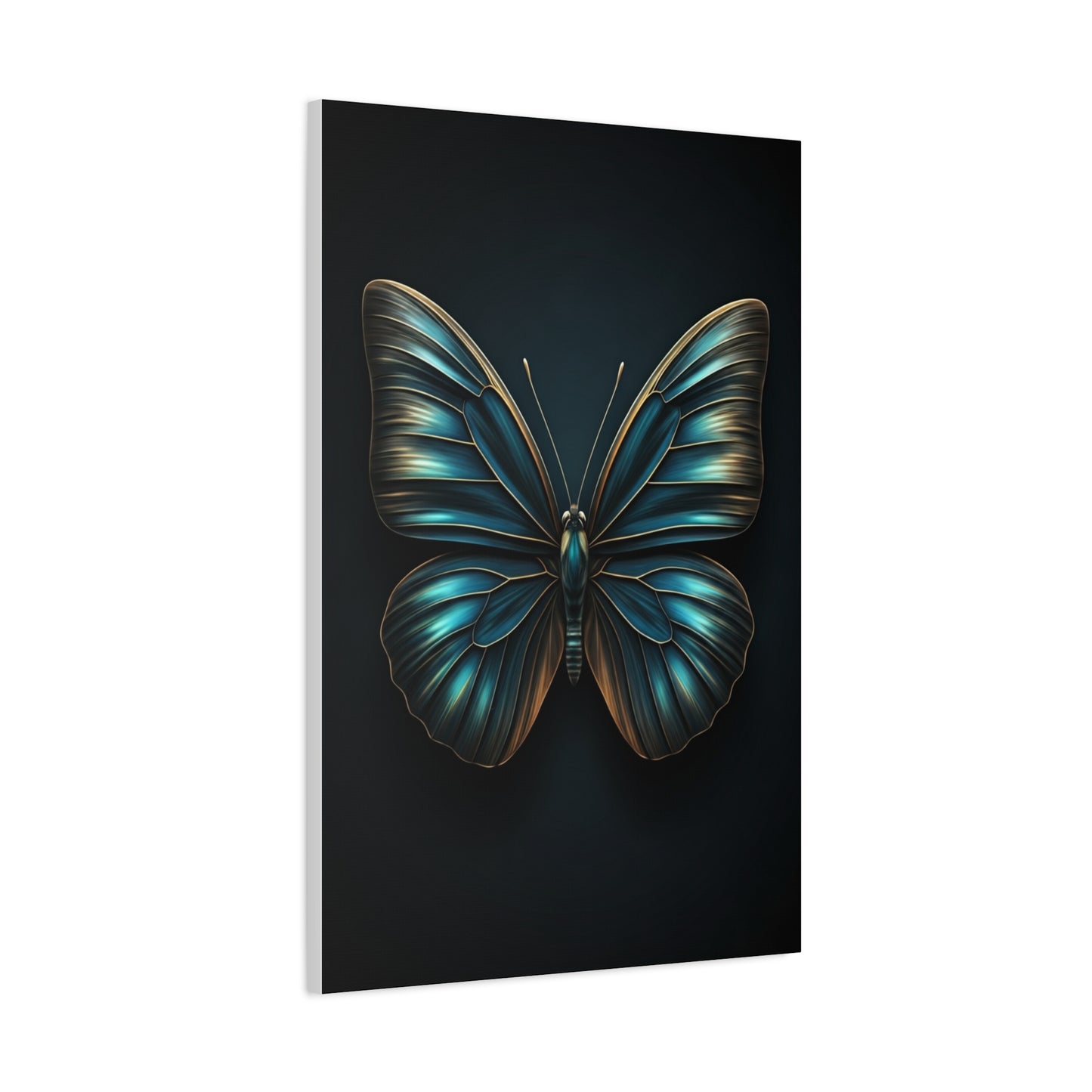 Midnight Blue Butterfly Symmetry Portrait Wall Art & Canvas Prints
