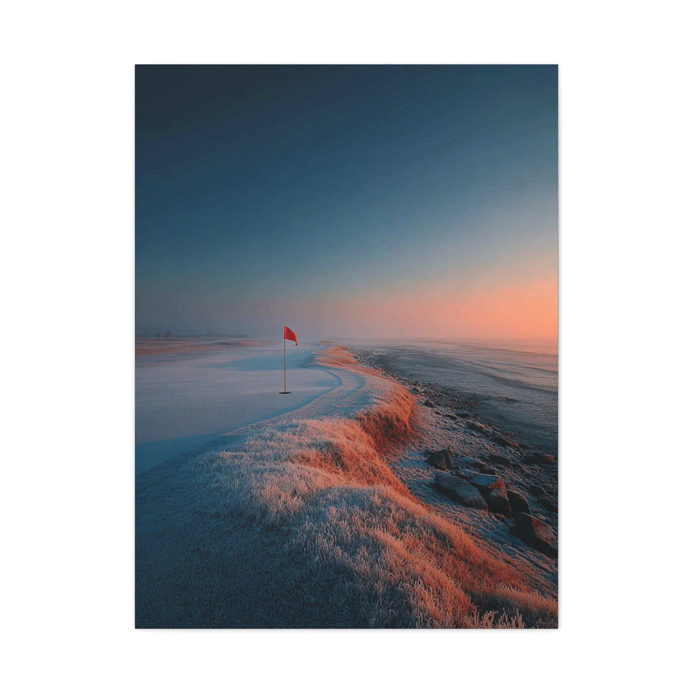 Frosted Coastal Green Minimal Golf Wall Art & Canvas Print