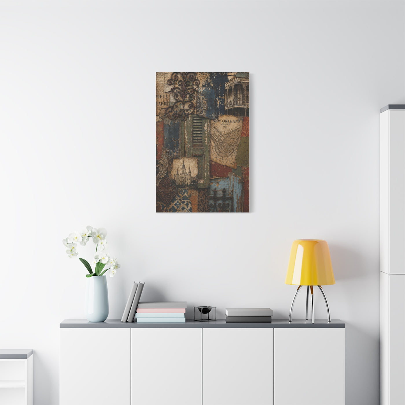 Vintage French Quarter Collage Composition Wall Art & Canvas Print