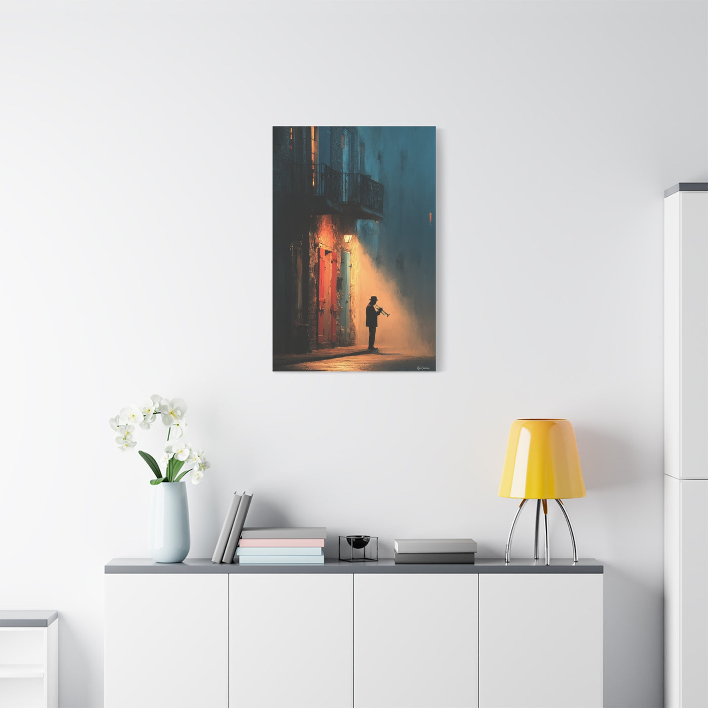 French Quarter Trumpet Silhouette Wall Art & Canvas Print
