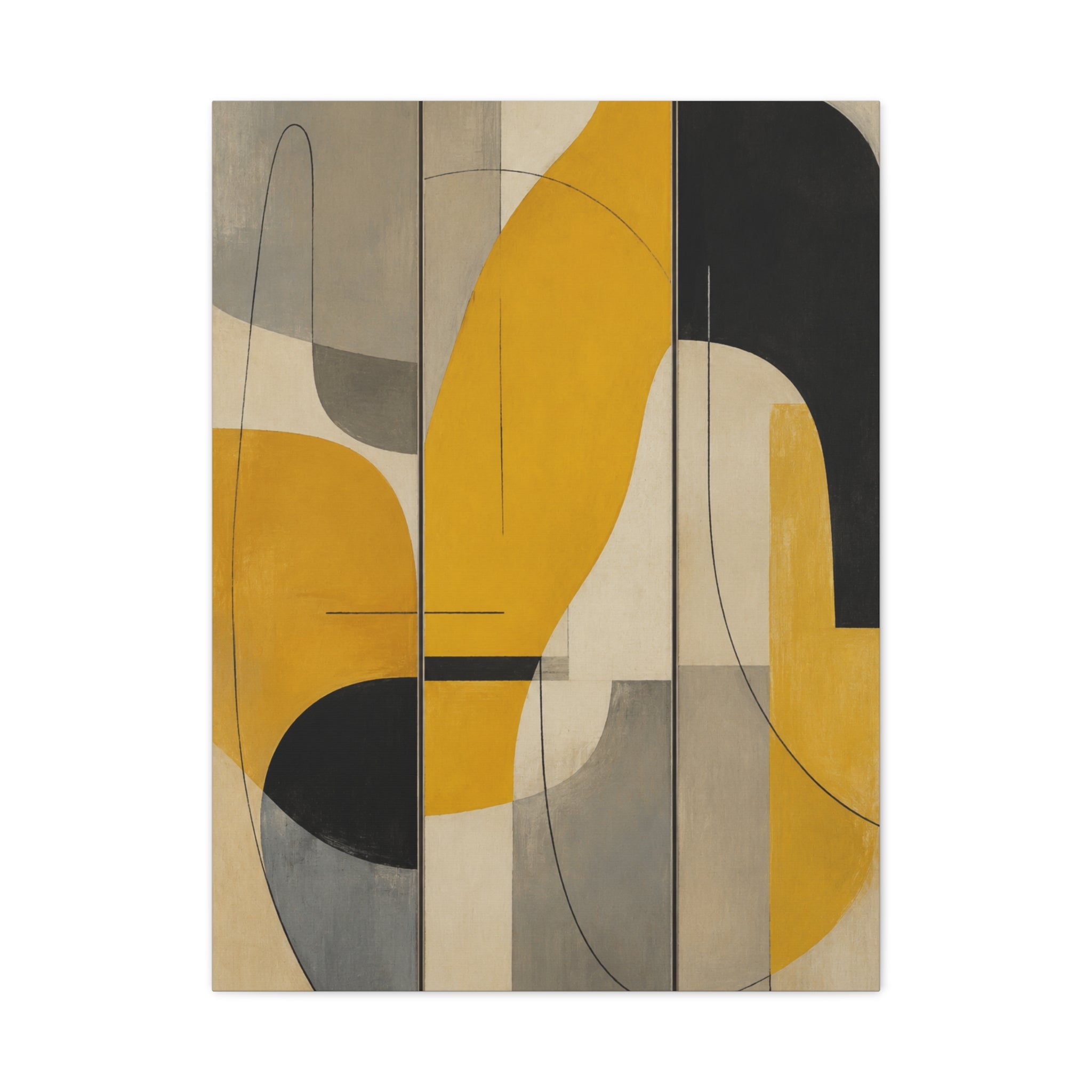 Organic Flow Mustard Curve Abstract Wall Art & Canvas Print – Wallpics