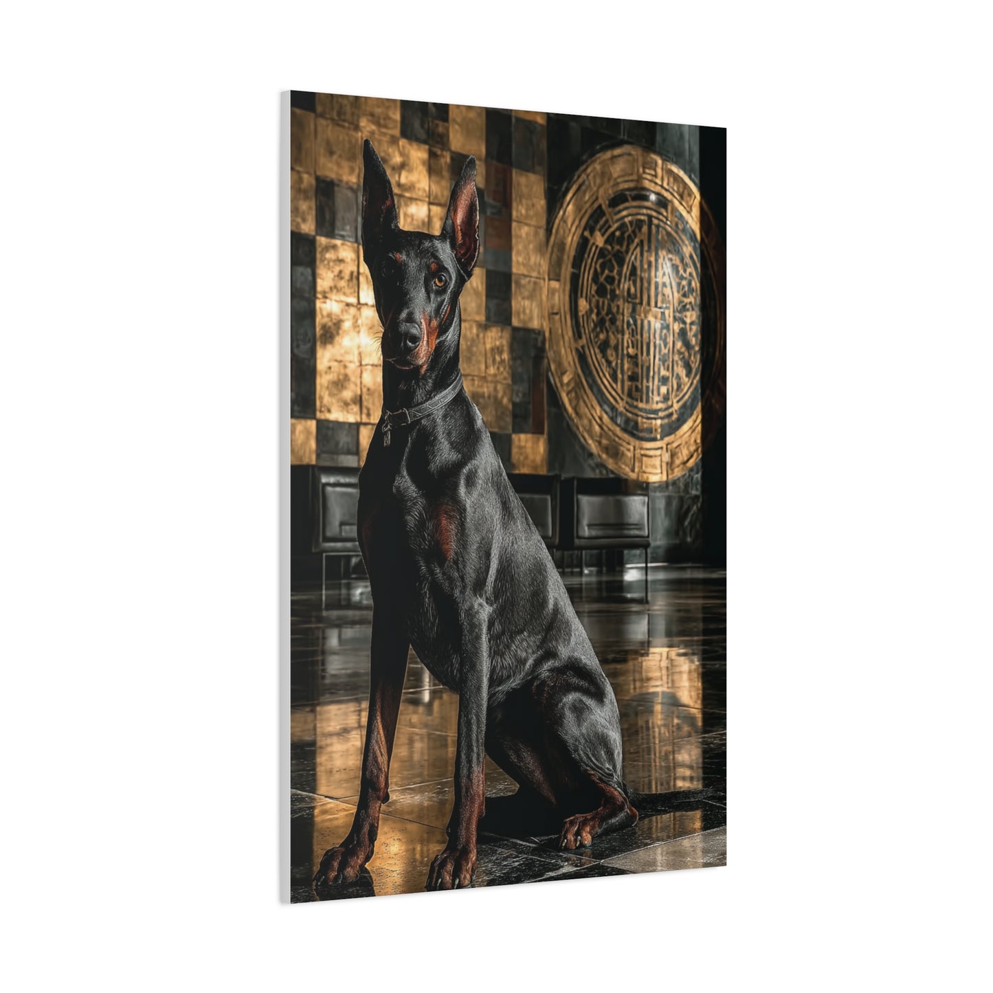 Doberman Art Deco Portrait Wall Art & Canvas Print