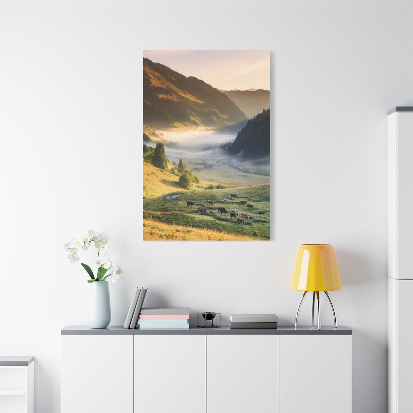 Alpine Valley Morning Pasture Wall Art & Canvas Print
