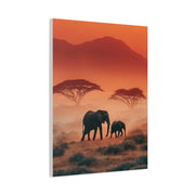Mother and Calf Savanna Sunrise Wall Art & Canvas Print