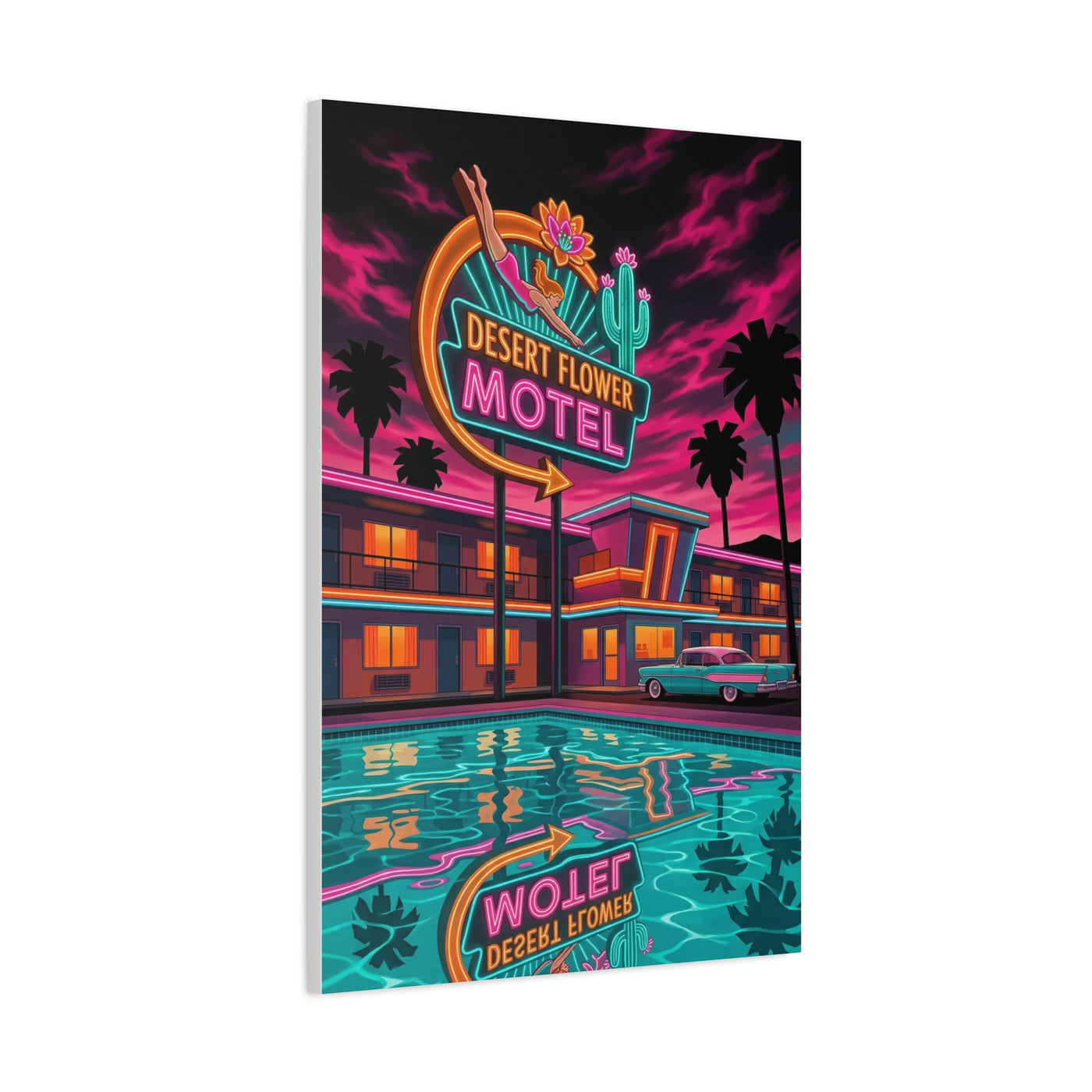 Retro Desert Flower Motel Pop-Art Wall Art & Canvas Print