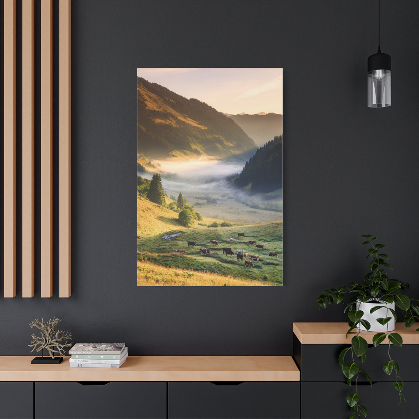 Alpine Valley Morning Pasture Wall Art & Canvas Print