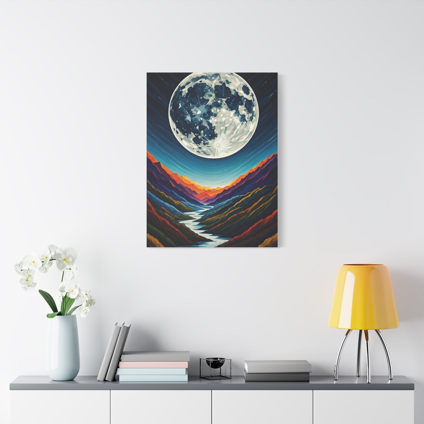 Midnight Moonlit Peaks Wall Art & Canvas Print