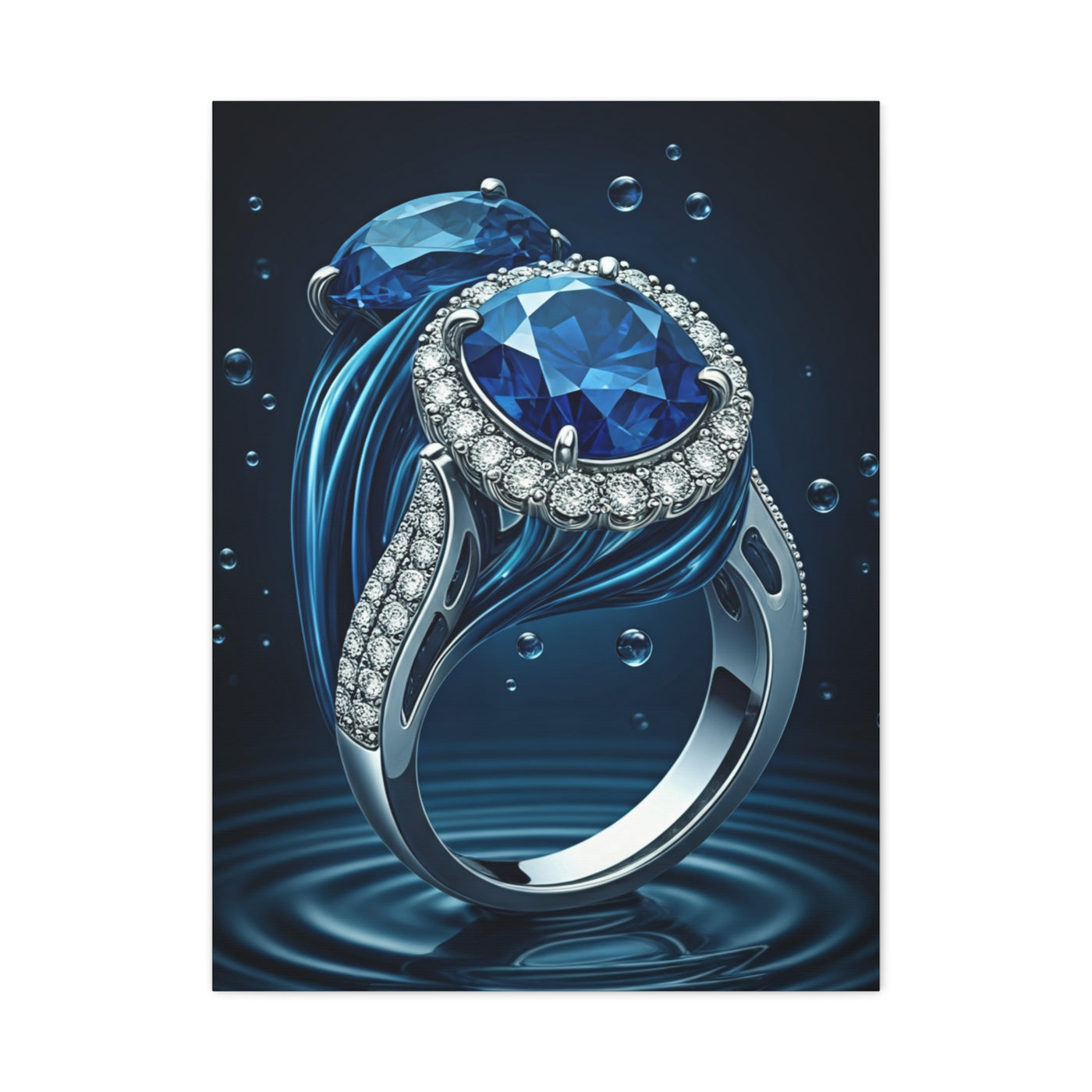Blue Sapphire Ring in Deep Water Wall Art & Canvas Prints