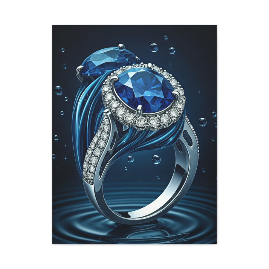 Blue Sapphire Ring in Deep Water Wall Art & Canvas Prints