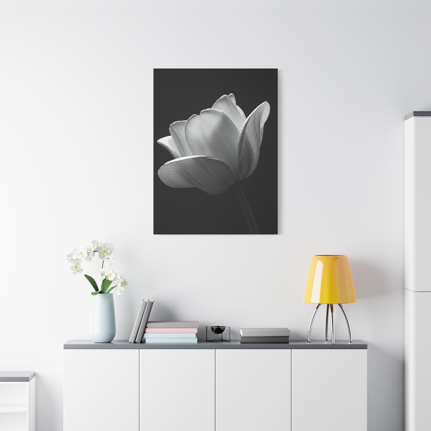 Orchid Symmetry in Black & White Wall Art & Canvas Prints
