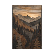 Layered Wood Mountain Forest Relief Trees Wall Art & Canvas Print